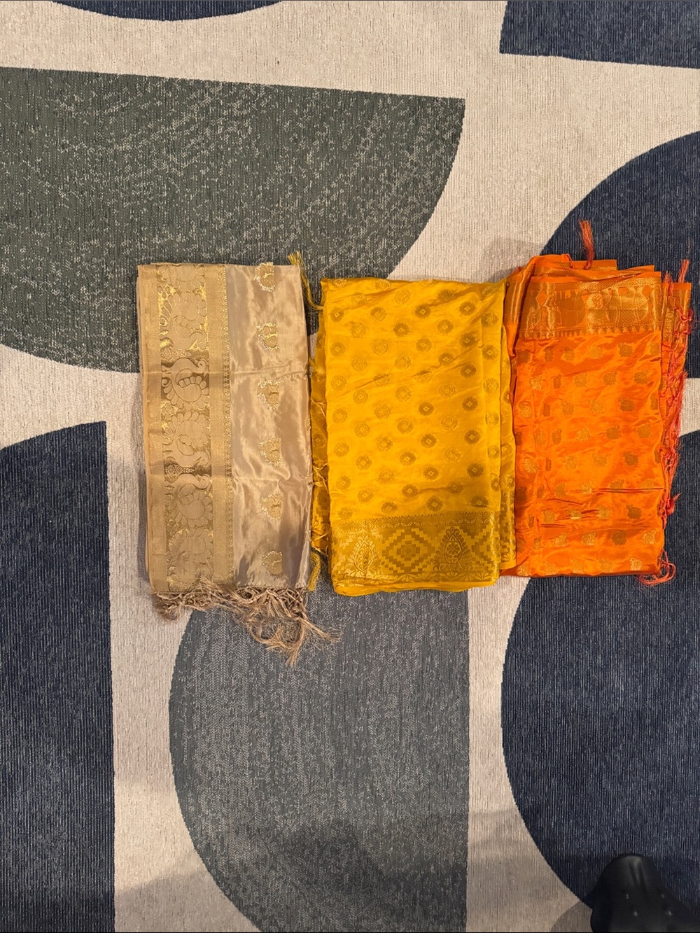 Womenās Decorative Silk Scarf - Yellow, Orange, Cream